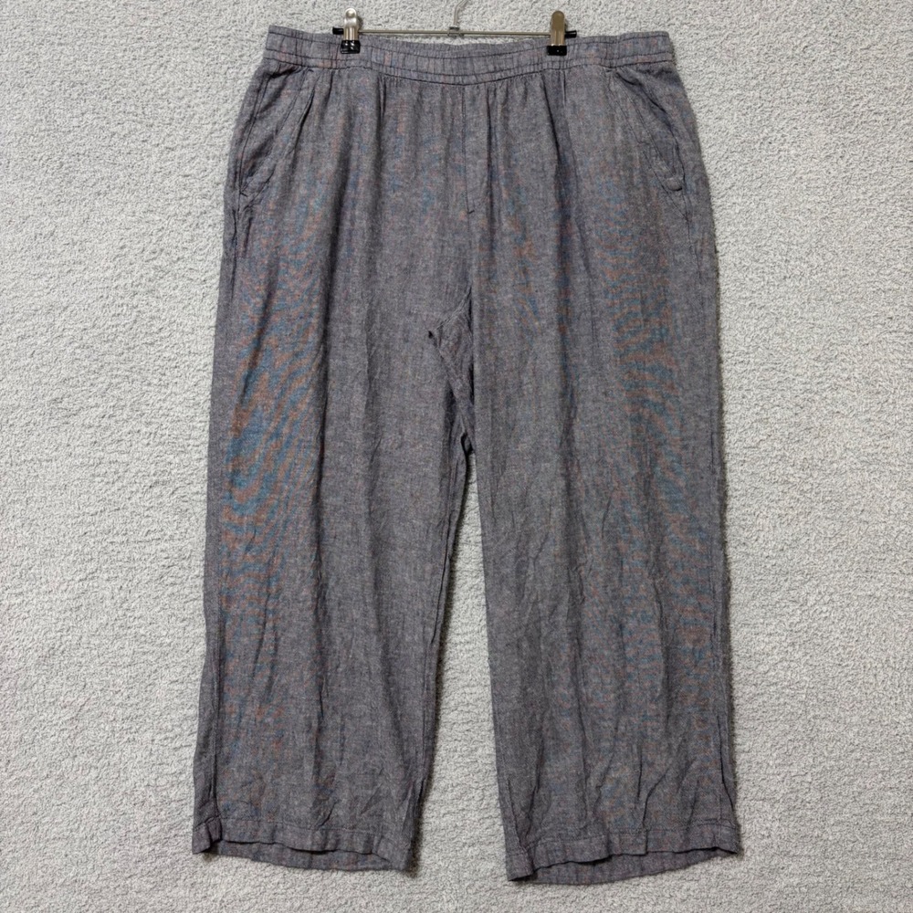 XL Linen Blend Wide Leg Pants Elastic Waist Summer Casual Old Navy